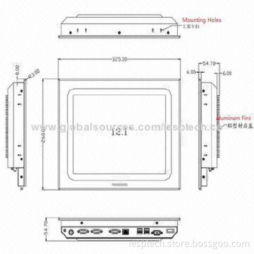 Rugged Panel PC, 12.1" LCD, N450 CPU/On-board 2GB Memory/320GB, 4xCOM/2xUSB2.0/2xGLAN, Fanless